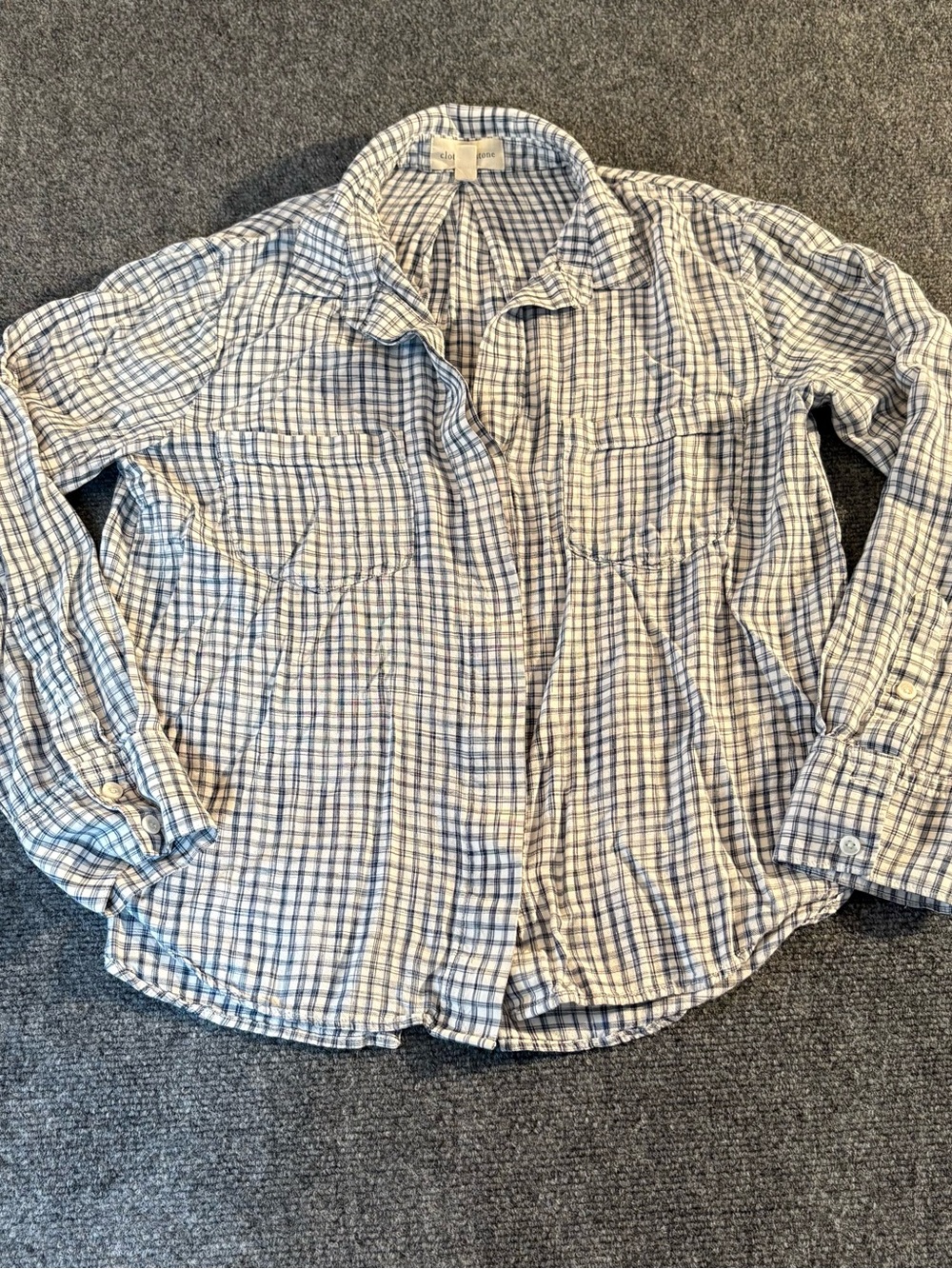 Cloth & Stone Women’s M Blue Plaid Drawstring Utility Tunic Shirt